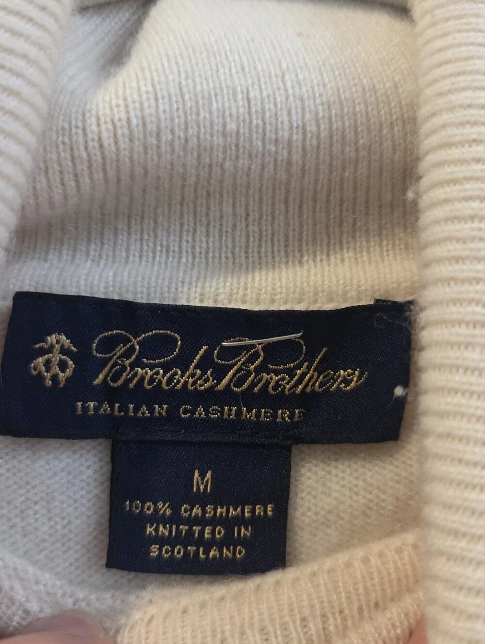 Brooks Brothers Italian Cashmere Cream Turtleneck Sweater